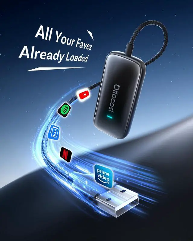 Alt view image 3 of 6 - 2026 Play2Video Ultra Magic AI Box Car Streaming Devices, Wireless CarPlay Android Auto Video Adapter 3 in 1 Built-in Netflix/YouTube Android 12 System