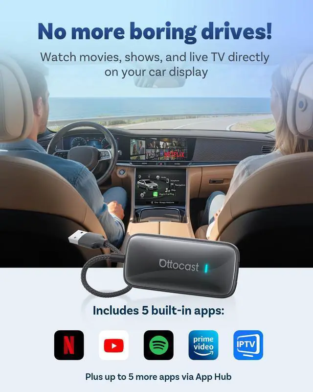 Alt view image 4 of 6 - 2026 Play2Video Ultra Magic AI Box Car Streaming Devices, Wireless CarPlay Android Auto Video Adapter 3 in 1 Built-in Netflix/YouTube Android 12 System