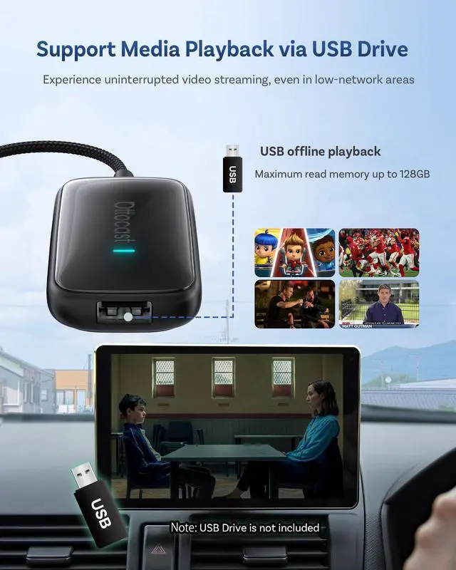 Alt view image 5 of 6 - 2026 Play2Video Ultra Magic AI Box Car Streaming Devices, Wireless CarPlay Android Auto Video Adapter 3 in 1 Built-in Netflix/YouTube Android 12 System