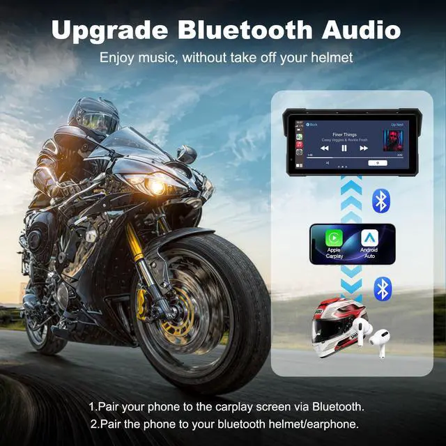 Alt view image 6 of 6 - 8.1 Inch Motorcycle CarPlay Screen Android Auto Largest Waterproof GPS Navigation System Pantalla para Moto, Carplay for Motorcycle with Dual 4K Dash Cam Bluetooth Audio