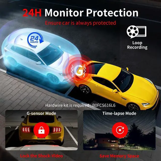 Alt view image 6 of 6 - X18 4K Dash Cam Front and Rear, 4K+1080P Dual STARVIS 2 Dash Camera for Cars, Free 64GB Card (256GB Max), 5.8GHz WiFi Up to 20MB/s, WDR Night Vision, 3" IPS, G-Sensor, 24H Parking Mode