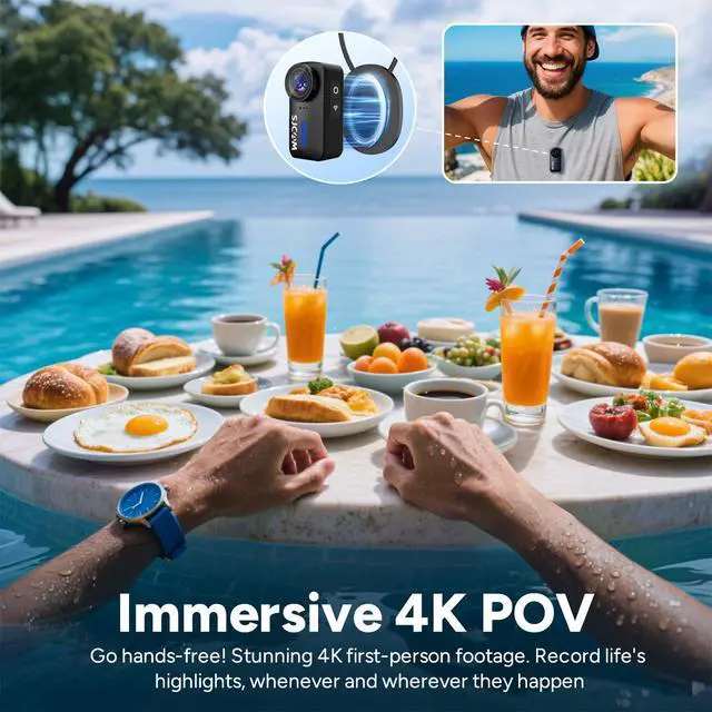 Alt view image 6 of 6 - C110Plus,4K Underwater Body Camera,Wearable POV Camera,Action cam | 170° Wide Angle,3H recording, F1.8 Aperture, 6-Axis Stabilization