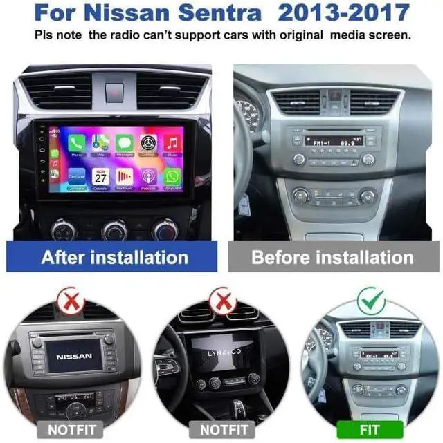 Alt view image 2 of 6 - (4G RAM+64G ROM) Car Radio for Nissan Sentra 2013-2017, Android 13.0 10.1 Inch 5G WiFi Sentra Stereo Support Carplay/Android Auto,GPS Navigation with Bluetooth,Backup Camera 1080P,SWC/FM Radio | 10.1