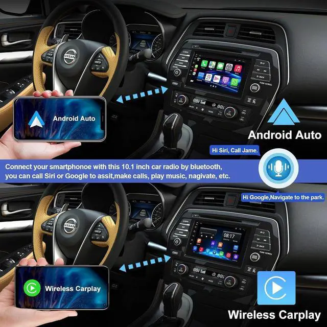 Alt view image 3 of 6 - (4G RAM+64G ROM) Car Radio for Nissan Sentra 2013-2017, Android 13.0 10.1 Inch 5G WiFi Sentra Stereo Support Carplay/Android Auto,GPS Navigation with Bluetooth,Backup Camera 1080P,SWC/FM Radio | 10.1