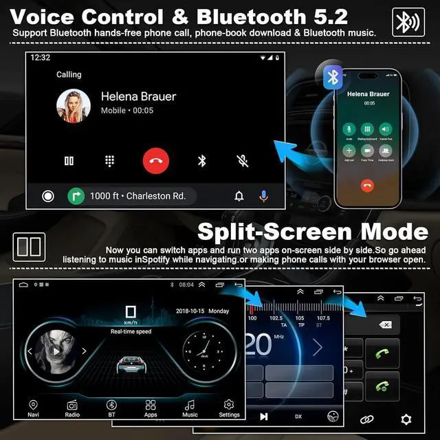 Alt view image 6 of 6 - (4G RAM+64G ROM) Car Radio for Nissan Sentra 2013-2017, Android 13.0 10.1 Inch 5G WiFi Sentra Stereo Support Carplay/Android Auto,GPS Navigation with Bluetooth,Backup Camera 1080P,SWC/FM Radio | 10.1