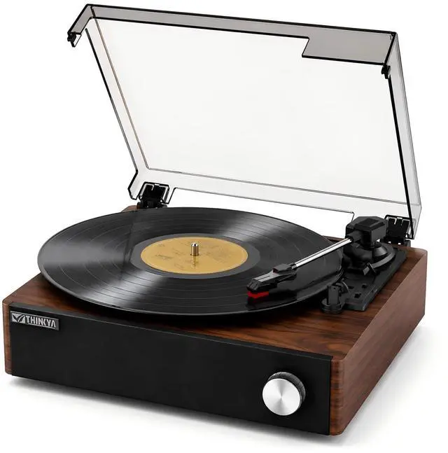 Main image of Record Player with Built-in Speakers, Bluetooth Turntable | 3-Speed Retro Vintage Record Player with Auto-Stop, RCA Output, Stable TonearmHome Audio&Gift for Music Lovers