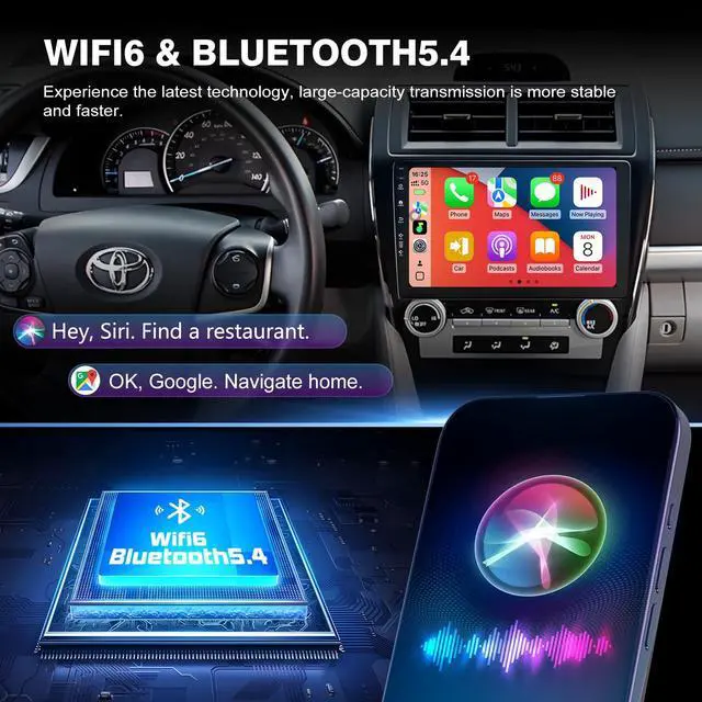 Alt view image 4 of 6 - Car Radio Stereo for Toyota Camry 2012-2014,10" Android 13 Touchscreen Head Unit,Wireless CarPlay & Android Auto,GPS Navigation,HD Backup Camera,Mirror Link,WiFi 6,Bluetooth 5.4,FM,SWC