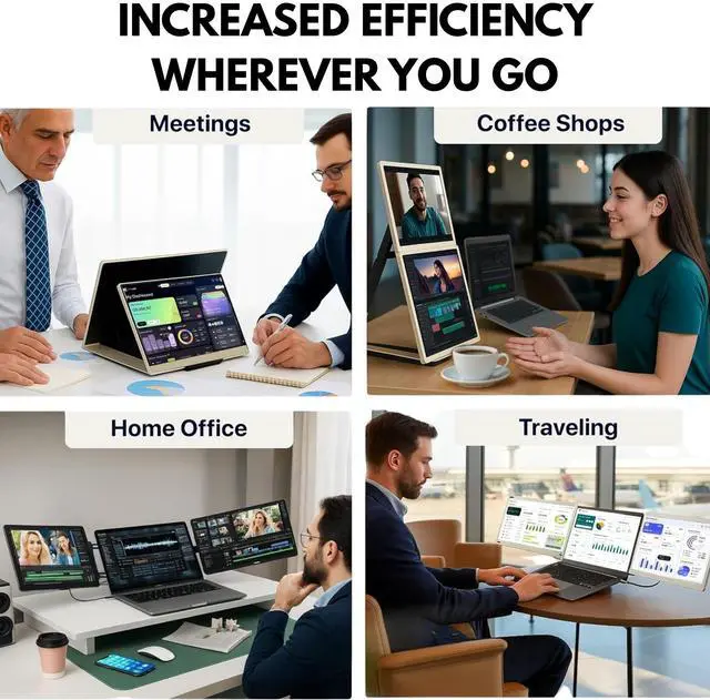 Alt view image 2 of 6 - 15.6" Dual Laptop Screen Extender - Laptop Bag & Cleaning Kit Included - FHD 1080P IPS - Detachable & Adjustable Monitor Extender - with Speakers - Compatible with Mac/Android/Win