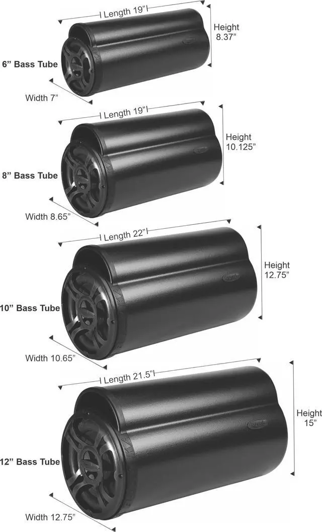 Alt view image 3 of 3 - BTA6100 BT Series 6-Inch 100-Watt Amplified Tube Subwoofer | Trademark Bass Tubes enclosure, dual voice coil, integrated amp, plug-and-play car and truck