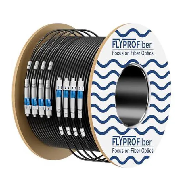Alt view image 2 of 2 - 4 Core OS2 Single Mode LC LC Outdoor Fiber Patch Cable 50m | 164ft, OD-5mm Armored, Duplex, 9/125m,10G/40G/100Gb, Industrial TPU, Direct Burial, For Harsh Environments