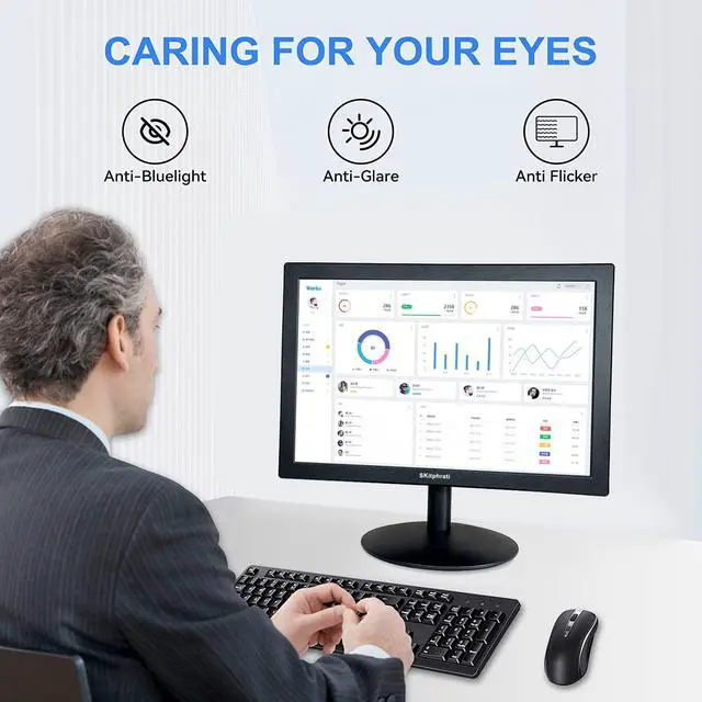 Alt view image 4 of 6 - 15.6 Inch Small PC Monitor, FHD VA 1080P Desktop Display with 1920x1080 99% sRGB HDMI VGA Ports, 2 Hole Mounting, LED Monitor for PC, Laptop and Computer, Black