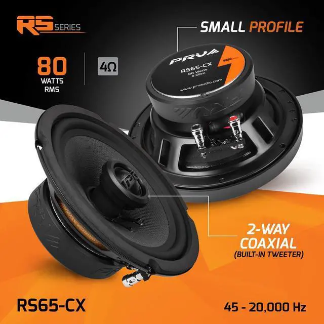 Alt view image 6 of 6 - 6.5 Inch 2-Way Car Coaxial Speakers 160 Watts per Pair 4 Ohm RS65-CX, Premium Speaker Built-in Neodymium Tweeters with Grill Included - Great for Car Stereo Sound System (Pair)