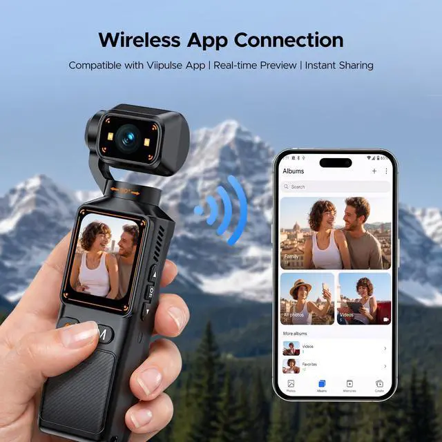 Alt view image 5 of 6 - 2K Vlogging Camera with 180° Rotating Lens, Handheld Pocket POV Video Camera, WiFi App, 7H Battery, 1.69" Screen, 32GB Card Included for YouTube, TikTok, Travel, Content Creators & Daily Vlogs