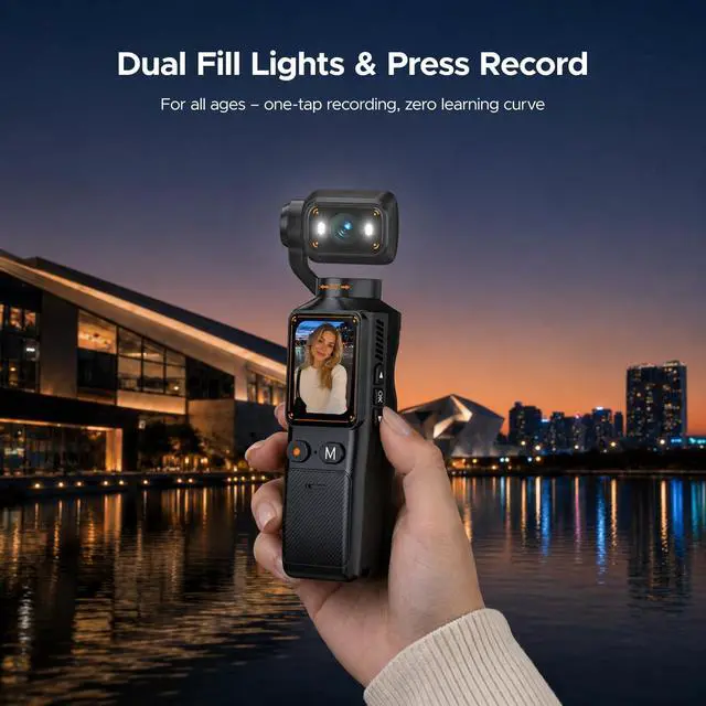 Alt view image 6 of 6 - 2K Vlogging Camera with 180° Rotating Lens, Handheld Pocket POV Video Camera, WiFi App, 7H Battery, 1.69" Screen, 32GB Card Included for YouTube, TikTok, Travel, Content Creators & Daily Vlogs