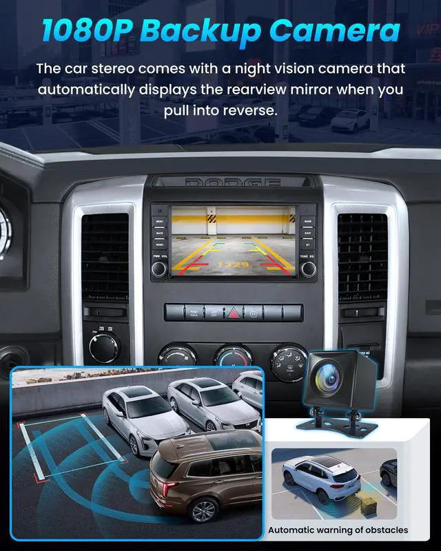 Alt view image 4 of 6 - 4 + 64GB ROM Android 15 Car Radio for Dodge Ram 1500 2500 3500 2009-2012 | HD IPS Touchscreen Stereo Wireless CarPlay Android Auto GPS 5G WiFi Bluetooth Backup Camera SWC FM(Only Fit Manual AC)