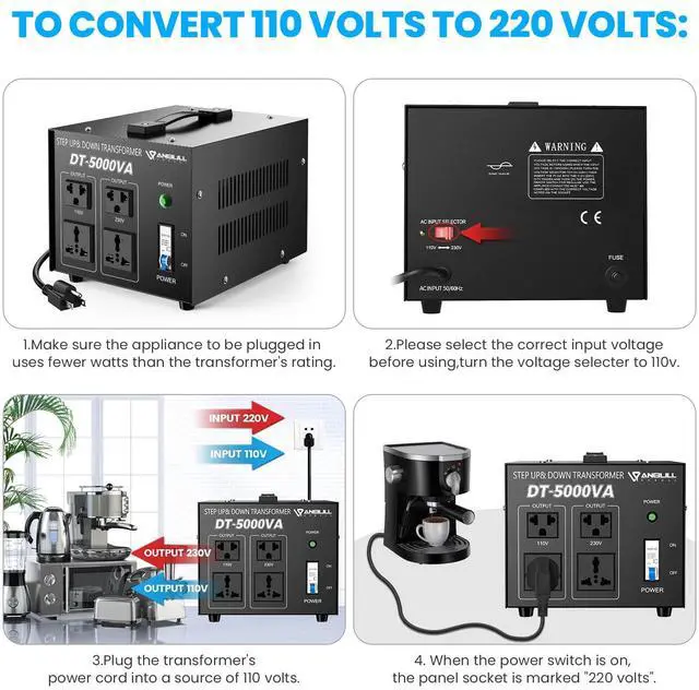 Alt view image 2 of 6 - Voltage Converter 5000 Watt Voltage Transformer(110V to 230V,230V to 110V) | Heavy Duty Transformer,Circuit Breaker Protection,(110V to 230V,230V to 110V)for Global Household Appliances