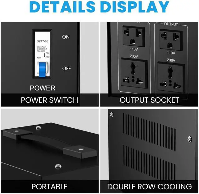 Alt view image 3 of 6 - Voltage Converter 5000 Watt Voltage Transformer(110V to 230V,230V to 110V) | Heavy Duty Transformer,Circuit Breaker Protection,(110V to 230V,230V to 110V)for Global Household Appliances