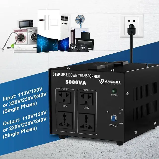 Alt view image 4 of 6 - Voltage Converter 5000 Watt Voltage Transformer(110V to 230V,230V to 110V) | Heavy Duty Transformer,Circuit Breaker Protection,(110V to 230V,230V to 110V)for Global Household Appliances