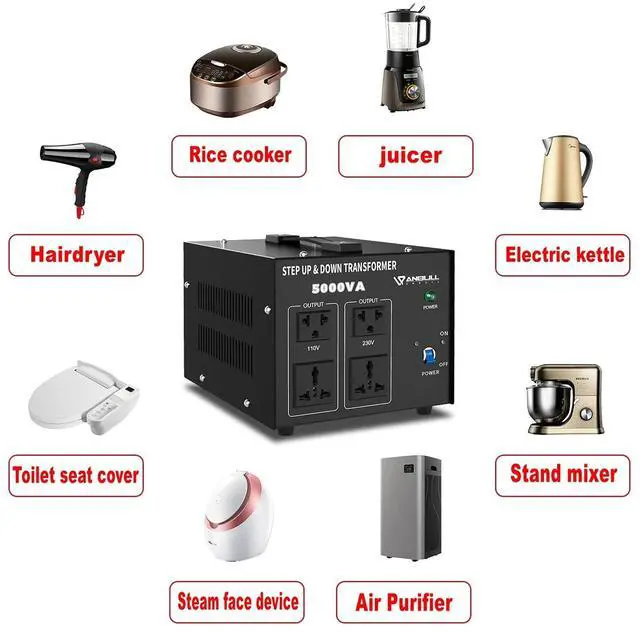 Alt view image 5 of 6 - Voltage Converter 5000 Watt Voltage Transformer(110V to 230V,230V to 110V) | Heavy Duty Transformer,Circuit Breaker Protection,(110V to 230V,230V to 110V)for Global Household Appliances