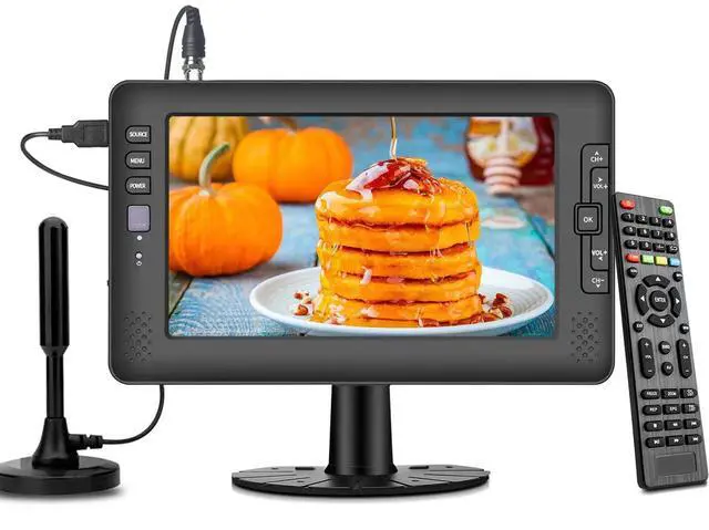 Main image of 9" IPS Screen Portable TV with Digital ATSC Tuner, USB Port, AV Input, Built-in Rechargeable Battery, Mini TV for Camping, Caravan, Kitchen