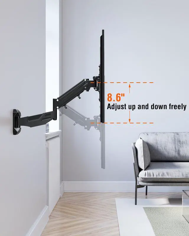 Alt view image 4 of 6 - Height Adjustable TV Mount for Most 26-55 Inch tvs, Holds 11-66 lbs, Spring Arm Full Motion Swivel Tilt Articulating TV Wall Mount Bracket, Max VESA 400x400mm | Full motion swivel & tilt articulating