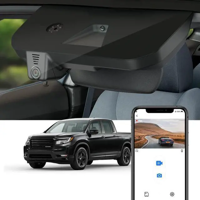 Main image of 4K Dash Cam Suitable for Honda Ridgeline 2017-2026 RT RTS Trail Sport Black Edition RTL (DZ-0337), OEM Look, UHD 2160P Video, WiFi & APP, Loop Recording, G-Sensor, Plug & Play, 64GB Card