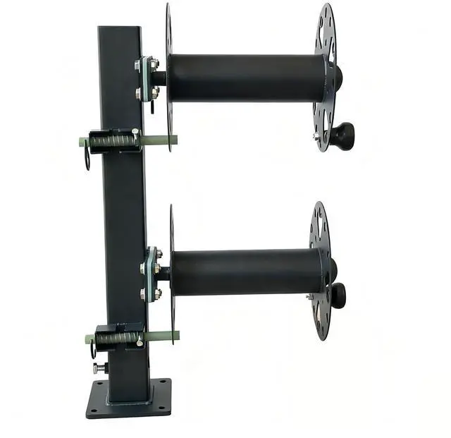 Alt view image 3 of 6 - Heavy Duty Double Welding Cable Lead Reel, 10" Lockable | FR4 Fiberglass Rod, 10° Tilting Fixed Base, Carbon Steel Construction, Holds 150FT 1/0 & 125FT 2/0 Cables
