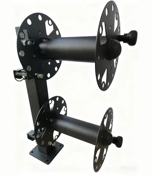 Alt view image 4 of 6 - Heavy Duty Double Welding Cable Lead Reel, 10" Lockable | FR4 Fiberglass Rod, 10° Tilting Fixed Base, Carbon Steel Construction, Holds 150FT 1/0 & 125FT 2/0 Cables