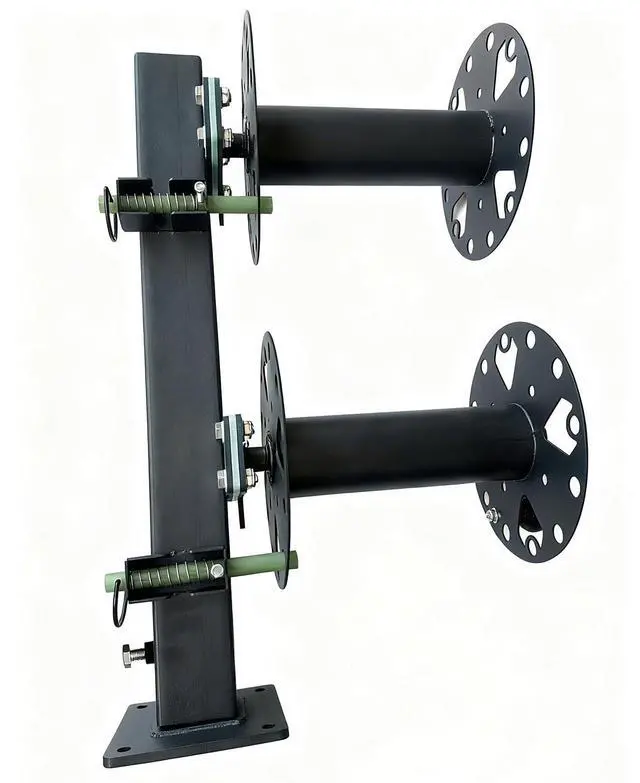 Alt view image 6 of 6 - Heavy Duty Double Welding Cable Lead Reel, 10" Lockable | FR4 Fiberglass Rod, 10° Tilting Fixed Base, Carbon Steel Construction, Holds 150FT 1/0 & 125FT 2/0 Cables