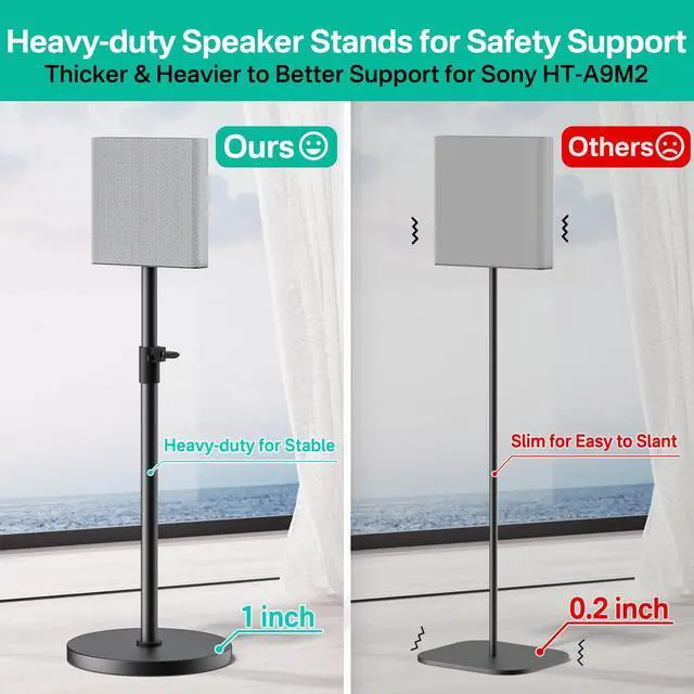 Alt view image 5 of 6 - Pair Heavy-Duty Floor Speaker Stands for Sony Bravia Theatre Quad HT-A9M2 Speaker Stands - Height Adjustable Surround Sound Speaker Stand for Sony HT-A9M2 Stands with Cable Management (Stand Only)