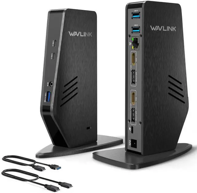 Main image of Universal Laptop Docking Station - Dual Monitor Support for Windows and Mac, 5K/Dual 4K@60Hz (2 HDMI, 2 DP, 3 USB, 2 USB-C, Ethernet, Audio&Mic)