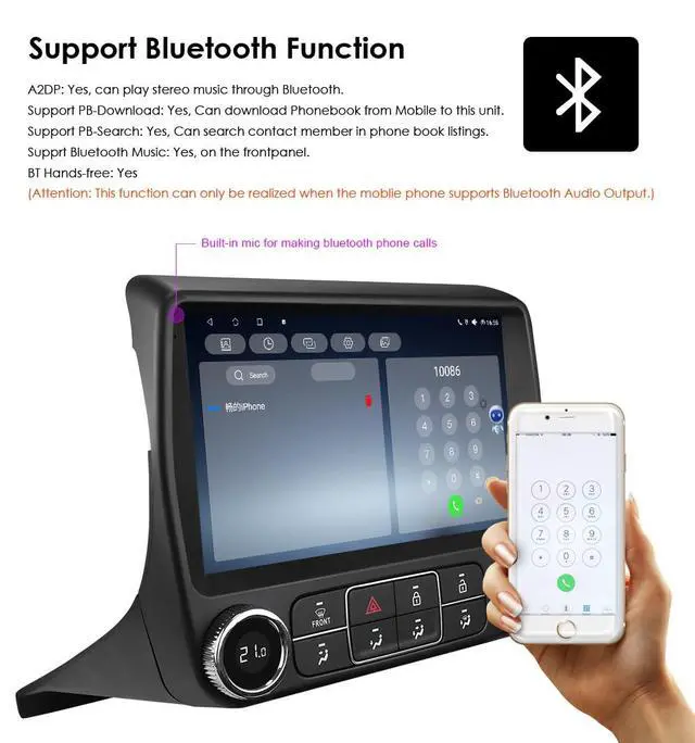 Alt view image 5 of 6 - 2GB+64GB Android 14 Car Stereo for Chevrolet Chevy Camaro 2010 2011 2012 2013 2014 2015 Wireless Carplay | Android Auto WiFi GPS Navigation Bluetooth 5.0 FM,SWC, Car Tablet
