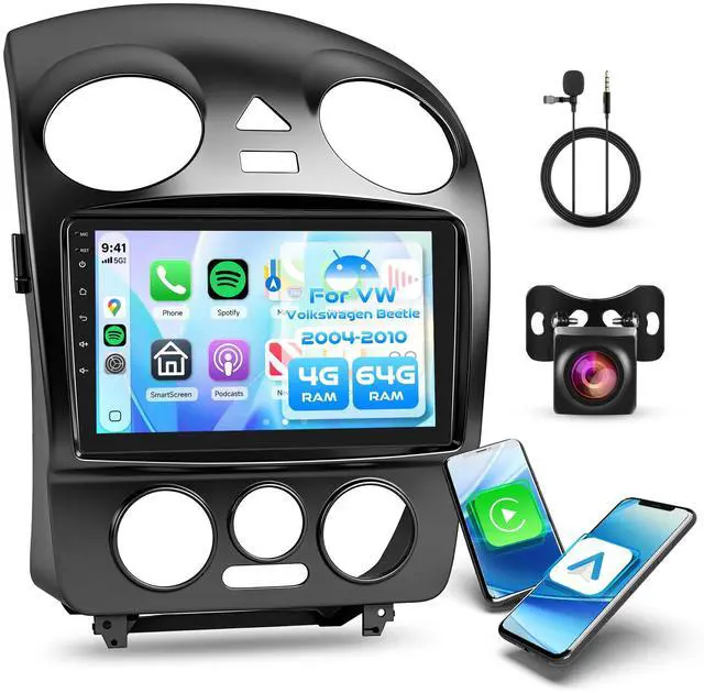 Main image of 4G+64G Android Car Radio for Volkswagen VW Beetle 2004-2010 with Wireless Carplay Android Auto, 9'' Touchscreen Head Unit GPS Navigation/Bluetooth 5.0/5G-WiFi/FM/EQ-32 AHD Backup Camera SWC