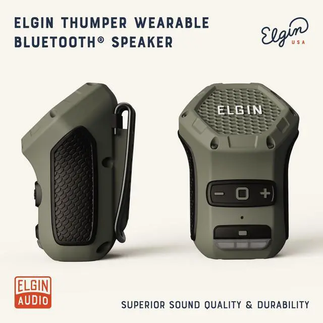 Alt view image 2 of 6 - Thumper Mini Wearable Bluetooth Speaker, 35-Hour Battery Life, 50 ft Wireless Range, Water-Resistant, Magnetic Mount & Clip-On Design with LED Work Light for Jobsite, Outdoor & Everyday Use | 50 ft Wi