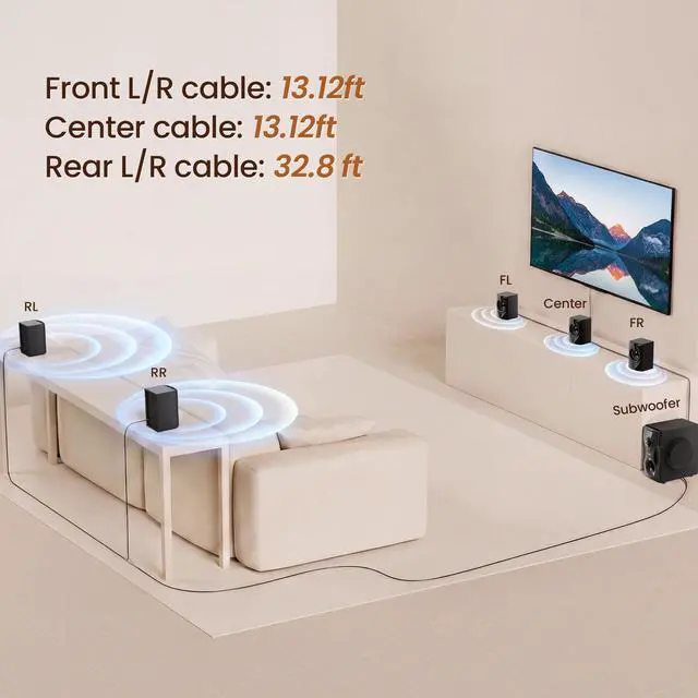 Alt view image 3 of 6 - Surround Sound System Home Theater Speakers | 700 Watts Peak Power 5.1/2.1Wired Stereo Speaker System 5.25" Subwoofer Strong Bass with Bluetooth ARC Optical Input