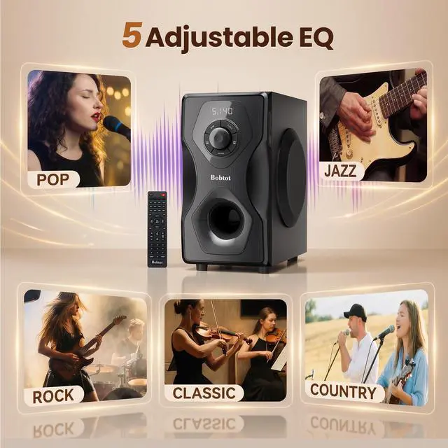 Alt view image 6 of 6 - Surround Sound System Home Theater Speakers | 700 Watts Peak Power 5.1/2.1Wired Stereo Speaker System 5.25" Subwoofer Strong Bass with Bluetooth ARC Optical Input