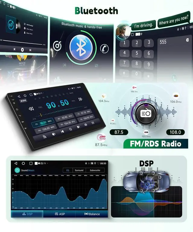 Alt view image 4 of 6 - 4Core+64G Car Radio for Chevy Silverado GMC Yukon Tahoe Suburban 2007-2013 Stereo Upgrade with DSP Wireless Carplay/Android Auto, 9" IPS Touch Screen Radio Bluetooth FM/RDS SWC Backup Camera