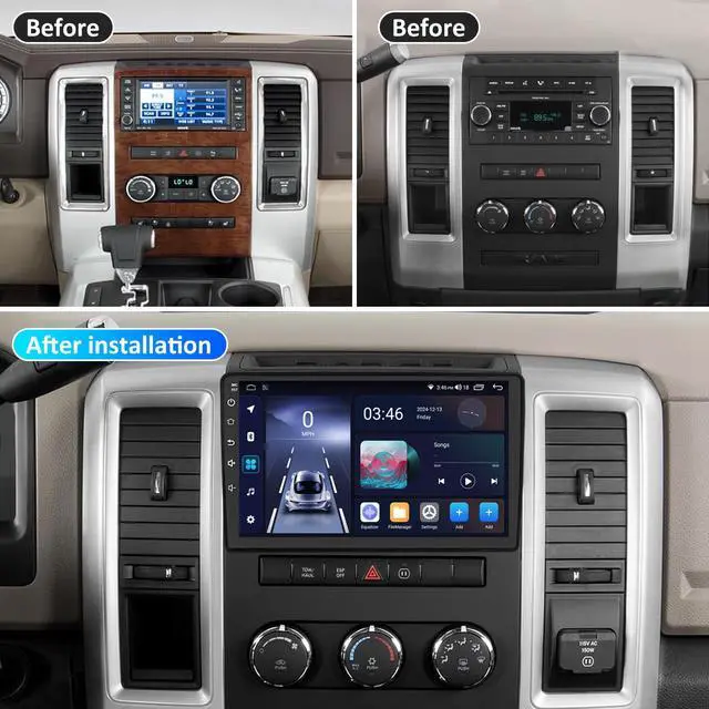 Alt view image 2 of 6 - 4G+64G Car Stereo for Dodge RAM 1500 Radio 2009-2012: Android 15 Car Radio Upgrade for Dodge Ram 1500 2500 3500, Wireless/Wire Carplay&Android Auto/Bluetooth/WiFi/GPS/FM SWC/Backup Camera