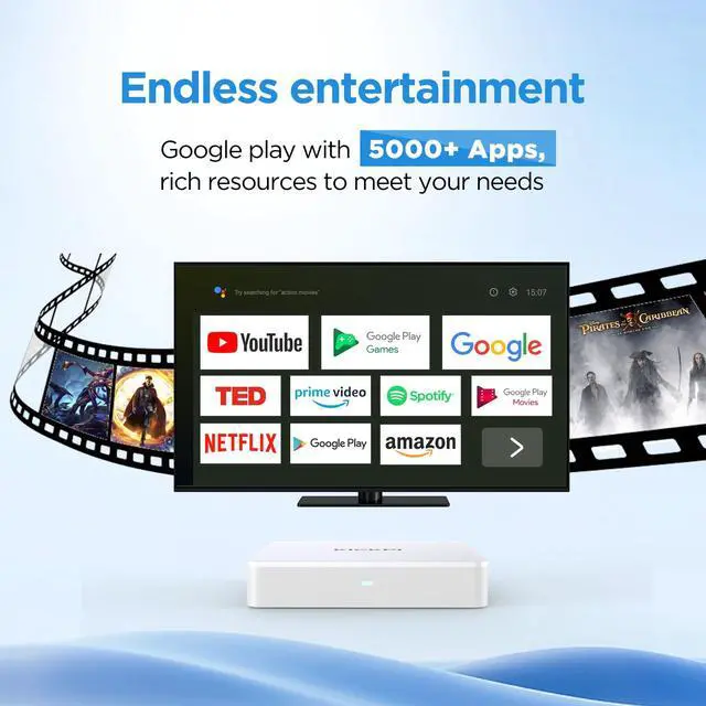 Alt view image 4 of 6 - KP1 Android TV Box 14.0 Google Certified 4K Streaming Device with Voice Search 2GB RAM 16GB ROM, Dolby Audio, Bluetooth 5.0 Chromecast Built-in, Smart Home Control (White)