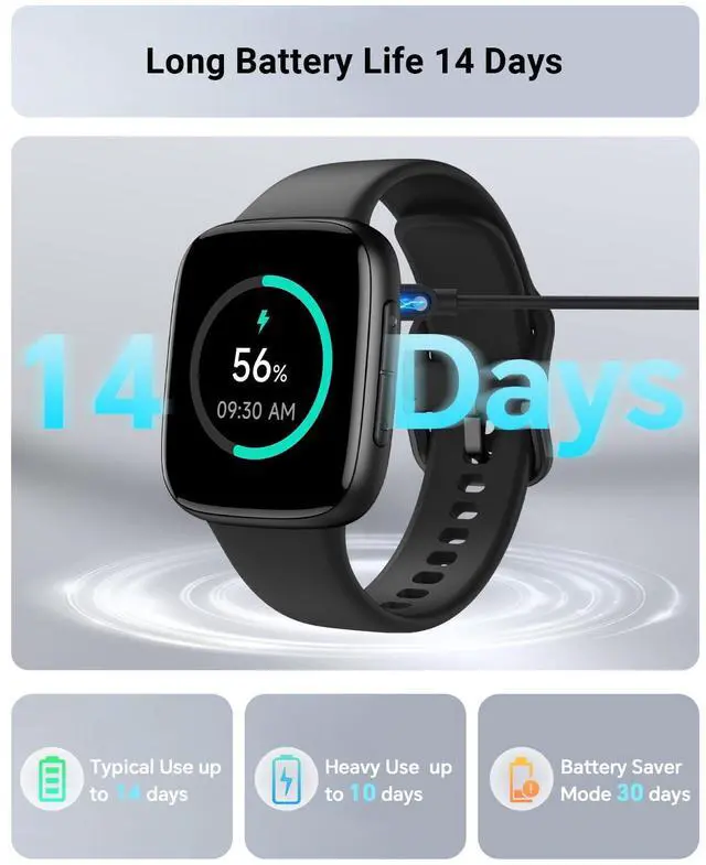 Alt view image 6 of 6 - Smart Watch for Men/Women, 1.85" AMOLED Screen Fitness Tracker | for iPhone/Android/Samsung, Answer/Make Call, Heart Rate/Sleep/SpO2, 3ATM Waterproof, 120+ Sport Modes, AI Voice, Black
