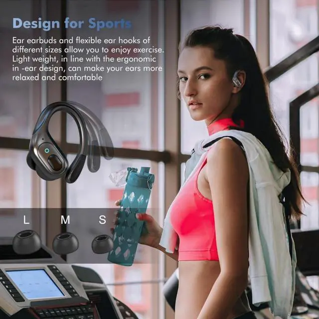 Alt view image 5 of 6 - Wireless Earbuds, Sports Bluetooth Headphones, 75Hrs Playtime Ear Buds with LED Power Display, Noise Canceling Headset, IPX7 Waterproof Earphones for Workout/Running