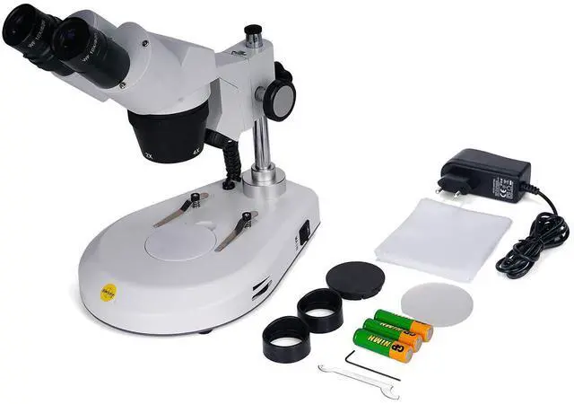 Alt view image 3 of 6 - S306S-20-2L Binocular Stereo Microscope, 20X/40X/80X Magnification, 360° Rotatable Forward-Mounted Head, Wide-Field 10X/20X Eyepieces, Upper & Lower LED Lights, Reversible Stage Plate