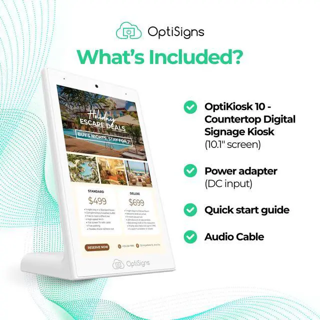 Alt view image 5 of 6 - OptiKiosk 10 - Countertop Digital Signage Kiosk, 10.1" HD Touchscreen Display with Wi-Fi, Ethernet & Bluetooth, Software, Optional Background Music