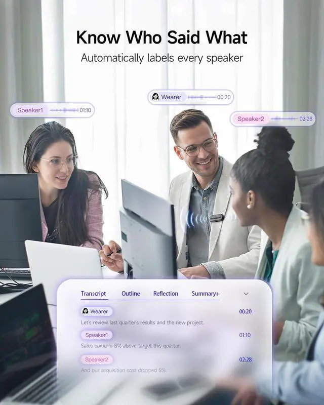 Alt view image 5 of 6 - Note Pod P1 AI Voice Recorder, Transcribe &Summarize, Wearable AI Note taker for Meetings, Calls & Productivity, Wi-Fi Sync, Support 120+ Languages, 64GB, Cosmic Blue