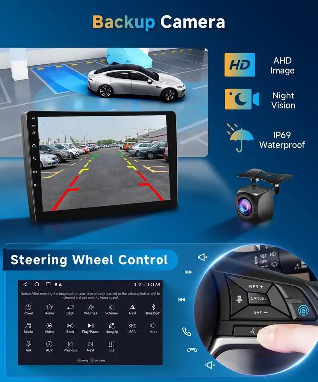 Alt view image 6 of 6 - 5G WiFi Android 15 Car Stereo for Toyota Camry 2006-2011 Wireless Carplay Android Auto,9 inch HD IPS Touch Screen Car Radio Support GPS/10band DSP Audio/Bluetooth/FM/SWC/Backup Camera