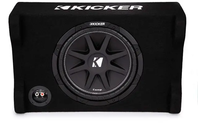 Alt view image 6 of 6 - 48CDF124 Comp 12" Subwoofer in Down Firing Enclosure, 4-Ohm | Loaded ported box design, space-saving behind-seat truck fit, protected downward woofer, deep bass output, easy install