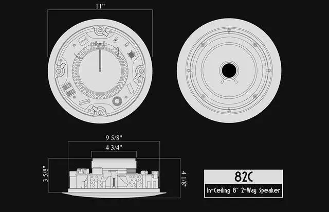 Alt view image 6 of 6 - 82C Silver Ticket in-Ceiling Speaker with Pivoting Tweeter (8 Inch in-Ceiling) 1 Piece, 11 inch Overall Size