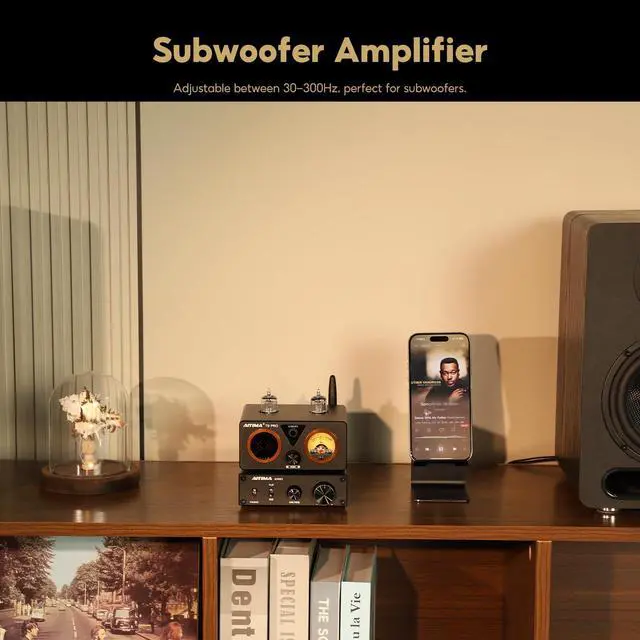 Alt view image 6 of 6 - A3001 Mini Mono Amp 300W Subwoofer Amplifier TPA3255 Class D Amp with Full-Frequency & Sub Bass Home Audio Speaker amp+ DC36V 6A Power Adapter | FLAT & SUB Bass Modes, Passive Speaker & Active Sub Out