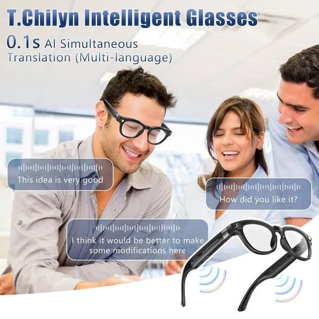 Alt view image 6 of 6 - AI Smart Glasses with Camera and Bluetooth, 8MP 4K Video Audio Recording Glasses with Translation & Voice Control, IP67 Waterproof Smart Glasses for Business & Outdoor