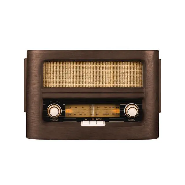 Alt view image 2 of 6 - Vint Vintage Wood Retro Radio | Wireless Charging Pad | AM/FM Radio Speaker with Bluetooth & AUX Input | Mid-Century Modern Design | Handcrafted Ashtree Wood Exterior